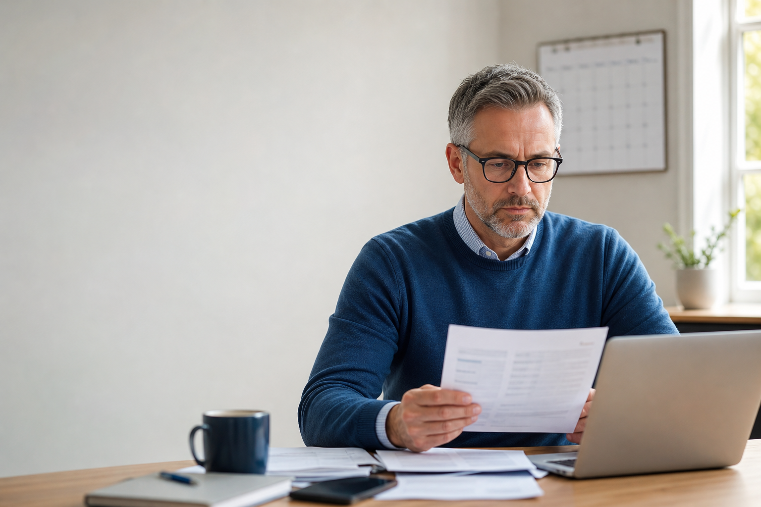 Person reviewing retirement savings information at a desk
