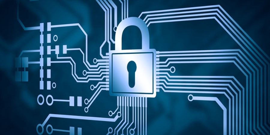Conceptual digital image of mother board with lock-1