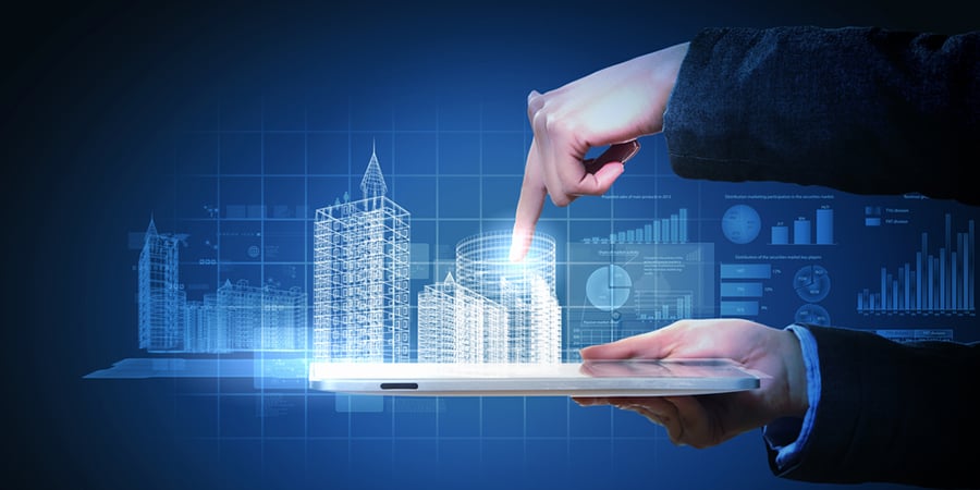 Engineering automation building designing. Construction industry technology