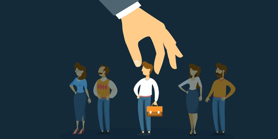 corporate hand plucking HR pro from group