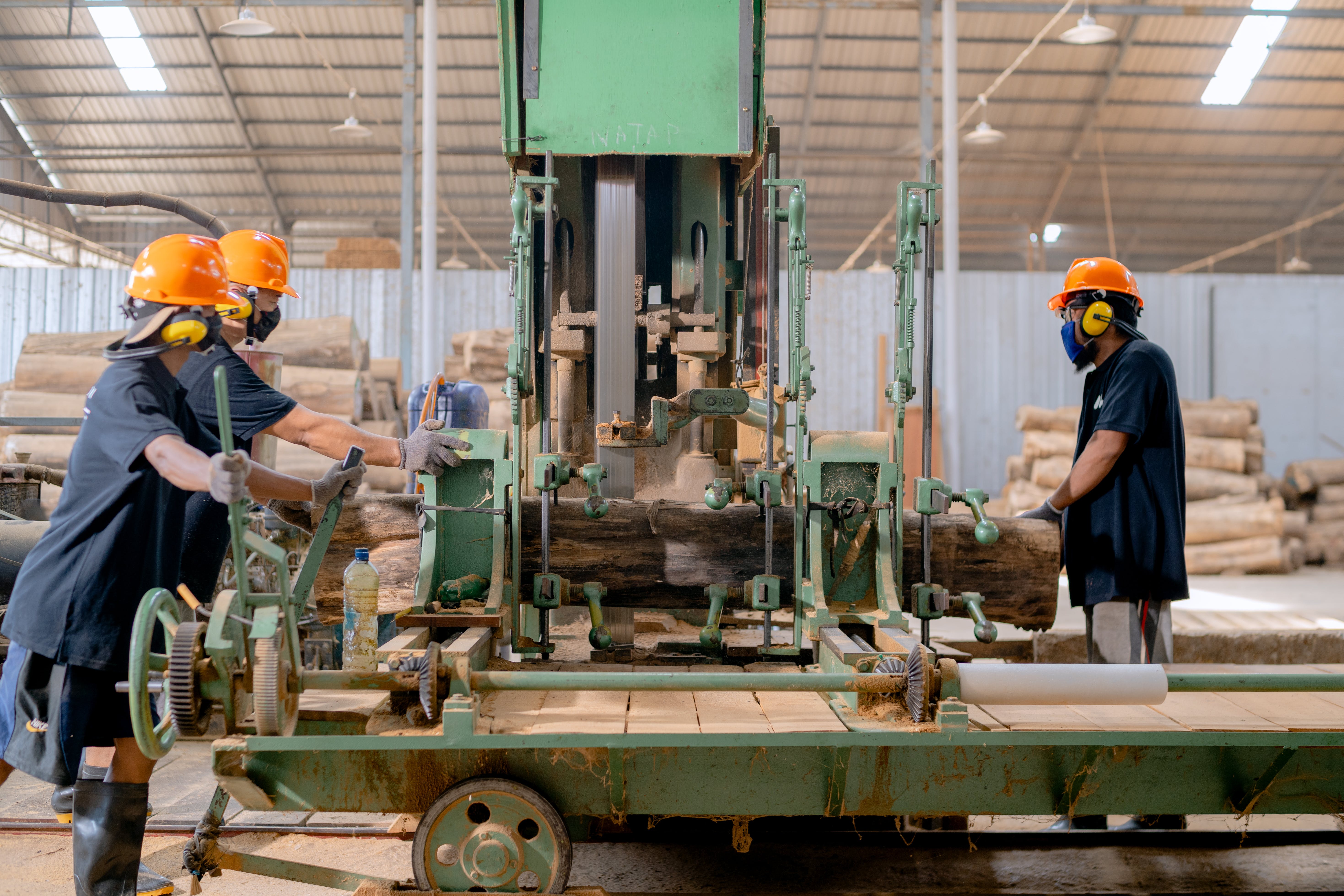 Workers at a manufacturing facility.